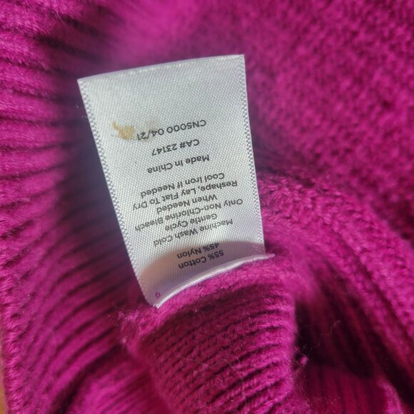 Talbots Petite Womens Button-Down Cardigan Sweater Vibrant Pink Cotton Blend Siz - Picture 4 of 6